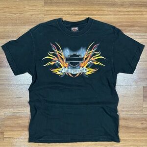 Harley Davidson Y2K Biker Flames Alligator Florida Medium Graphic T-shirt